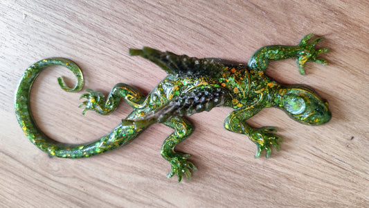 Ange Gecko kaki paiileté or