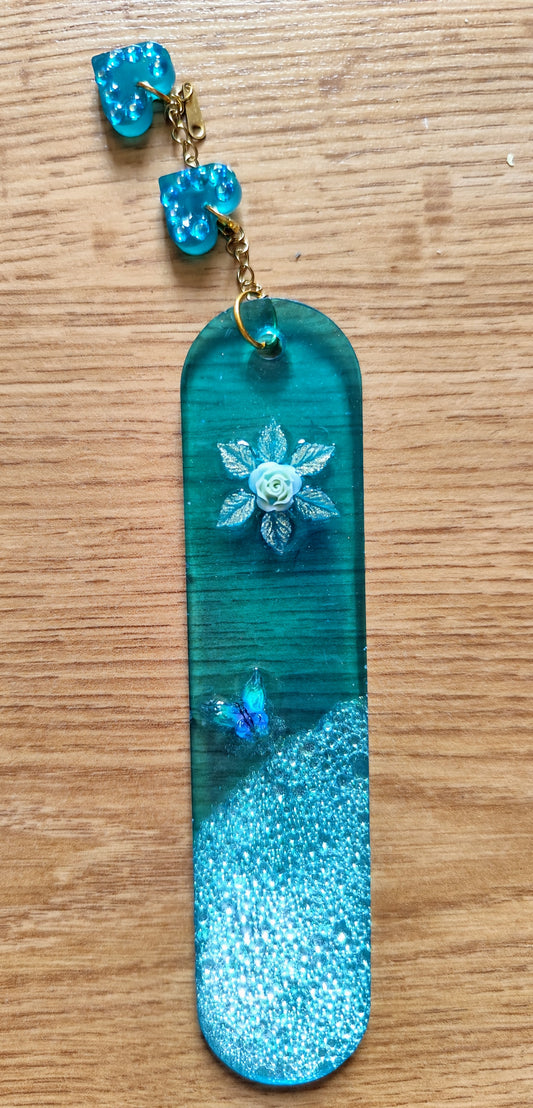 Marque-pages turquoise transparent
