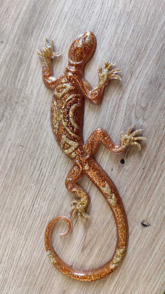 Gecko pailleté Bronze cuivré or